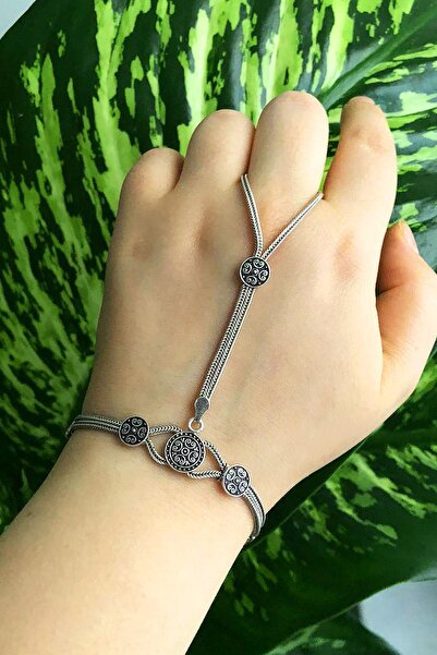 Sümer Telkari Hasır Örgü Şahmeran Gümüş Yüzüklü Bileklik 26