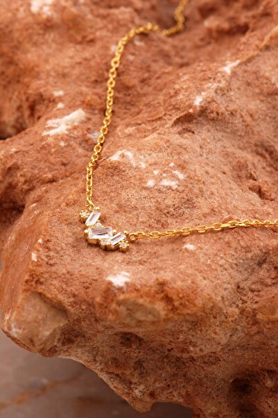 Sümer Telkari Baget Tasarım Mini Altın Yaldızlı Gümüş Kolye 8020