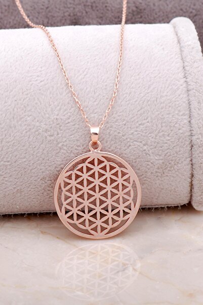 Sümer Telkari Rose Gümüş Yaşam Çiçeği Kolye 6846