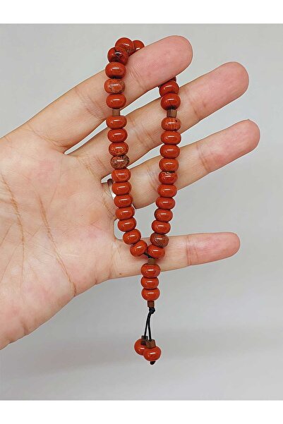 Yasamtohumu Piatră de jasp roșu 33 de mărgele de rugăciune minimală tăiată special (54312)