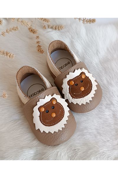 Hodore Noxi Mink Genuine Leather Baby Booties Moccasin