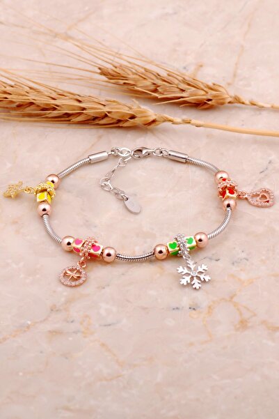 Sümer Telkari Mineli Rodyumlu Gümüş Şans Bileklik 4509