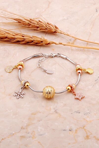 Sümer Telkari Top Tasarım Rodyumlu Gümüş Şans Bileklik 4537