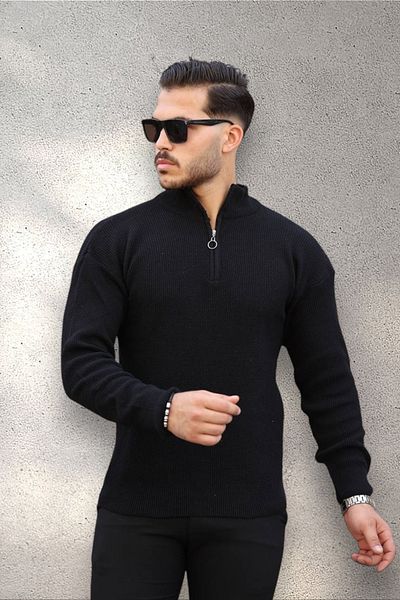 BİRBEYSTORE Мъжки трикотажен пуловер Slimfit