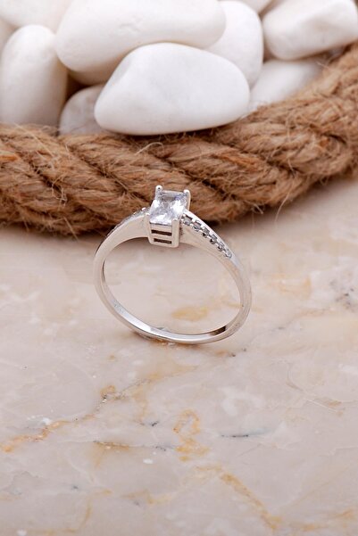 Sümer Telkari Zirkon Taşlı Baget Rodyumlu Gümüş Yüzük 3561