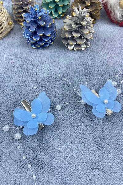 Hobigram Cataramă cu fluture albastru pentru bebeluși, realizată manual, cataramă pentru fete, accesoriu pentru păr, cataramă pentru copii