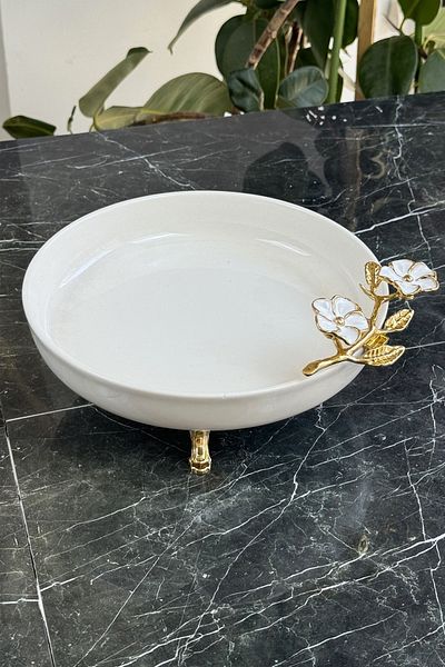 MAY HOME Porcelain Flower Model Serving Bowl - Base Footed