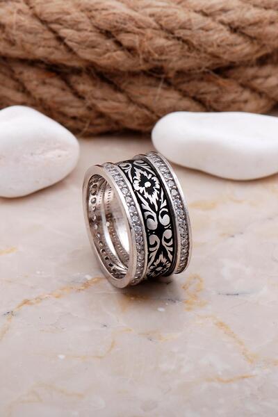 Sümer Telkari Tasarım Elişi Taşlı Gümüş Kadın Alyans 21