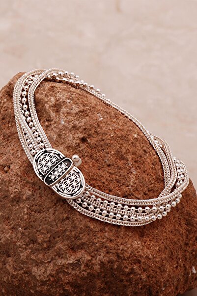 Sümer Telkari Yaşam Çiçeği Hasır Elişi Tasarım Gümüş Bileklik 4307