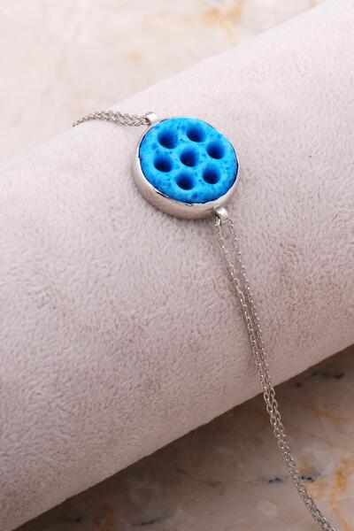 Sümer Telkari Süryani Nazar Boncuğu Rodyumlu Gümüş Bileklik 4302