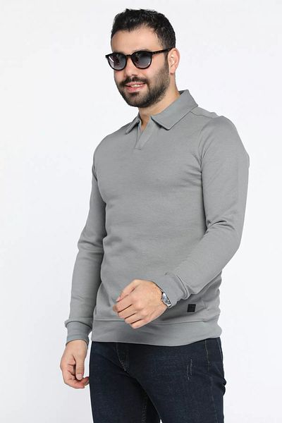 MİSHAR İTALİA Ανδρικό φούτερ σε γκρι γιακά Polo