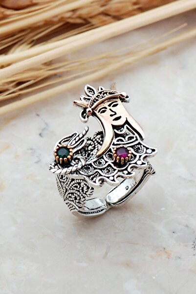 Sümer Telkari Şahmeran Telkari Elişi Gümüş Yüzük 3225