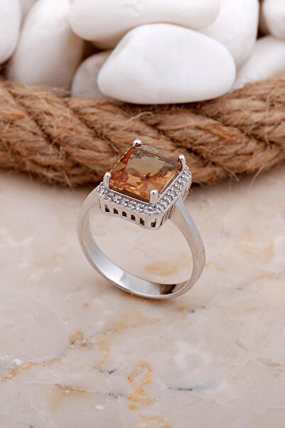 Sümer Telkari Renk Değiştiren Sultan Taşlı Baget Rodyumlu Gümüş Yüzük 3545