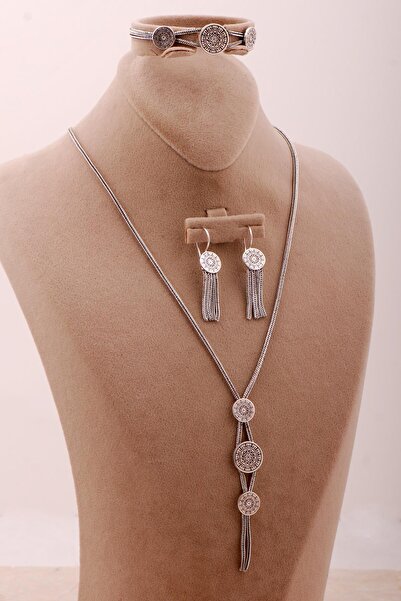 Sümer Telkari Midyat Hasır Örme Anadolu Motifli Gümüş Set 2711