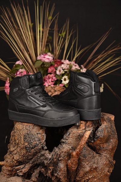 M.P. Unisex Winter Waterproof Non-Slip Rubber Sole Lightweight Comfortable Orthopedic Leather Black Style Sneakers