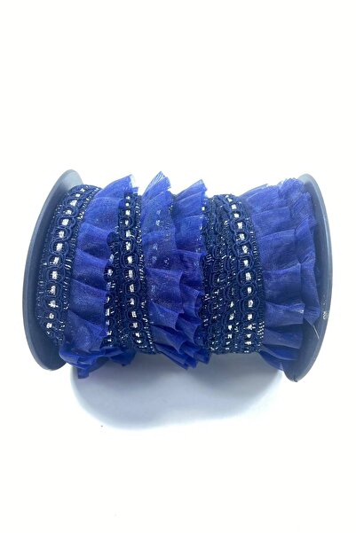 Hobigram Navy Blue Silver Glitter Edge Ruffle Edge Υλικό Διακοσμητικό Πλάτος 3 cm Μήκος 1 μέτρο – Διακοσμητική κορδέλα –