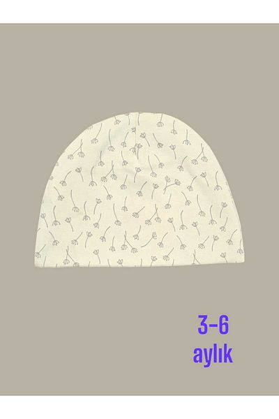 Alpar Tekstil Double Layer Soft Cotton Combed Baby Beanie - 3-6 Months, Girl-Boy, Beige