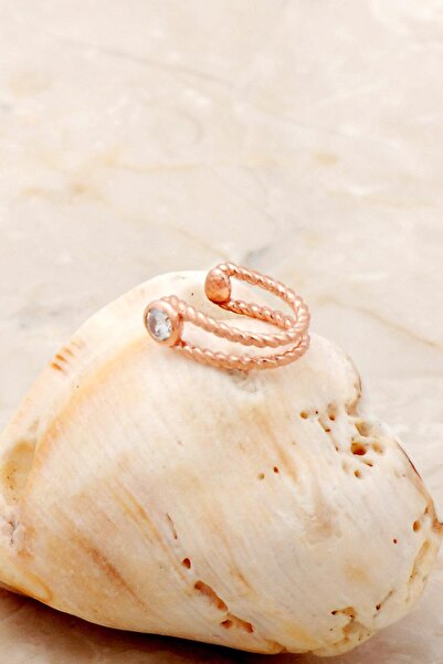 Sümer Telkari Tek Taş Rose Gümüş Kıkırdak Küpe 5379