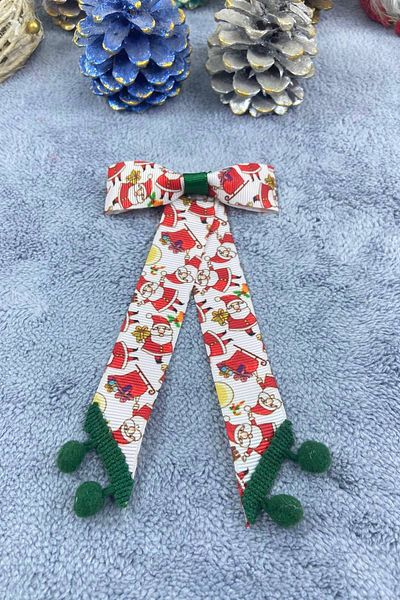 Hobigram Χειροποίητο Santa Claus Green Pompom 2024 Barrette Πρωτοχρονιάτικο κλιπ μαλλιών