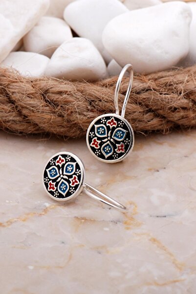 Sümer Telkari Anadolu Motifli Mineli Elişi Gümüş Küpe 5923