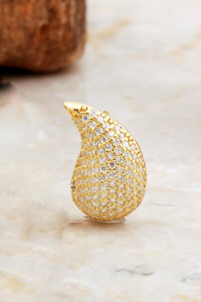 Sümer Telkari Göz Yaşı Damlası Taşlı Altın Kaplama Gümüş Küpe 6908