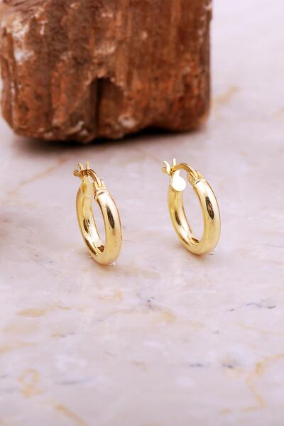 Sümer Telkari 15 Mm Bombeli Altın Kaplama Gümüş Halka Küpe 7042