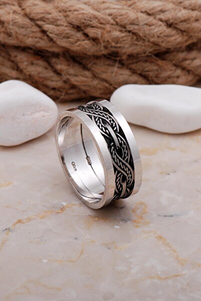 Sümer Telkari Tasarım Elişi Sonsuzluk Gümüş Erkek Alyans 16