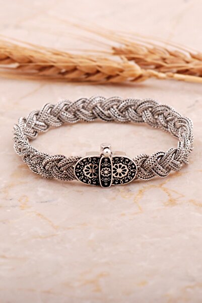 Sümer Telkari Midyat Hasır Telkari Örme Gümüş Bileklik 4446