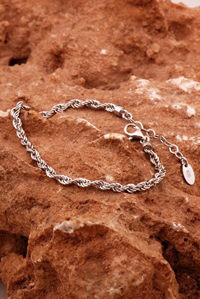 Sümer Telkari Gümüş Rodyumlu Halat Bileklik 4613