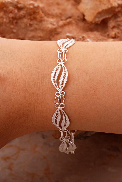 Sümer Telkari Telkari İşlemeli Elişi Gümüş Bileklik 4407