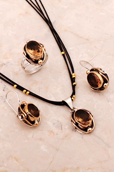 Sümer Telkari Renk Değiştiren Sultan Taşlı Tasarım Elişi Gümüş Set 2673