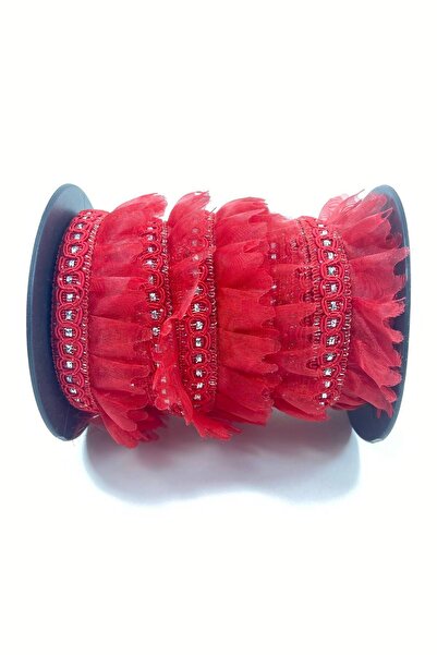 Hobigram Κόκκινο Ασημί Glittery Edge Ruffle Edge Υλικό Διακοσμητικό Πλάτος 3 cm Μήκος 1 μέτρο – Διακοσμητική κορδέλα –