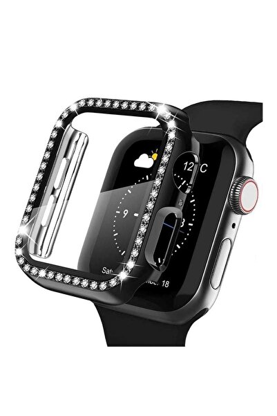 Alstrap Watch Seri 10 42mm Uyumlu Zarif Elmas Taşlı Kasa ve Ekran Koruyucu