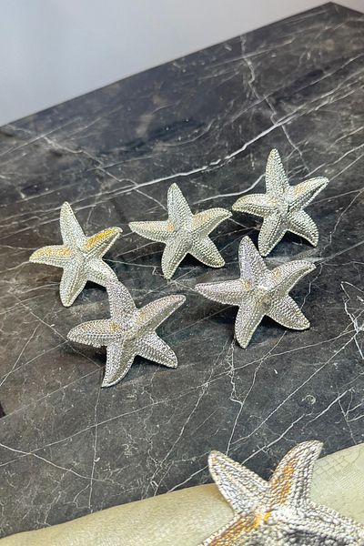 MAY HOME 6-Piece Silver Napkin Ring Starfish Napkin Ring