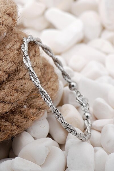 Sümer Telkari Dorissa Rodyumlu Gümüş Bilezik 08