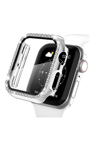 Alstrap Watch Seri 10 42mm Uyumlu Zarif Elmas Taşlı Kasa ve Ekran Koruyucu
