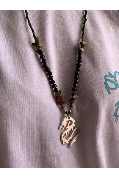 magıcgrange Natural Stone Fuel Designed Steel Kolyae Handmade Accessory for Men and Women - Summer Season