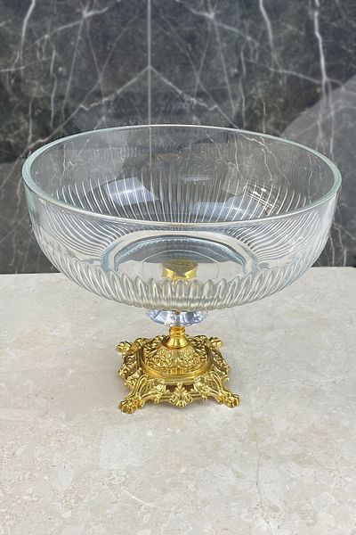 MAY HOME Tokyo Gold Footed Presentation Bowl & Fruit Salad Presentation Serving Bowl Large Size