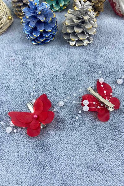 Hobigram Handmade Red Butterfly Buckle Organization Girl Buckle Hair Accessory Children's Buckle – Hair Band