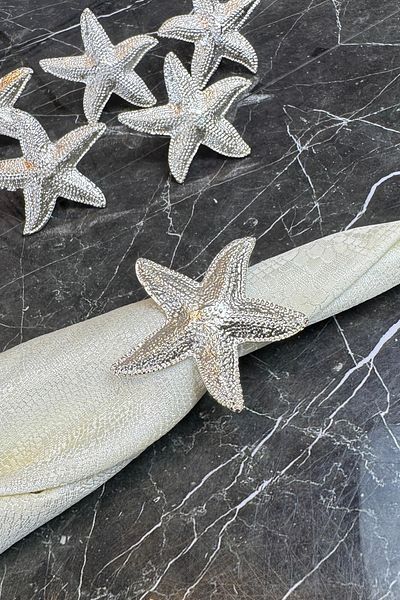 MAY HOME 6-Piece Silver Napkin Ring Starfish Napkin Ring