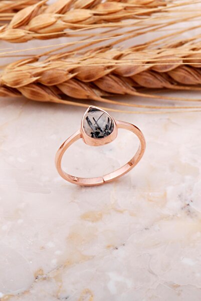 Sümer Telkari Rutil Kuvars Taşlı Rose Gümüş Yüzük 3652