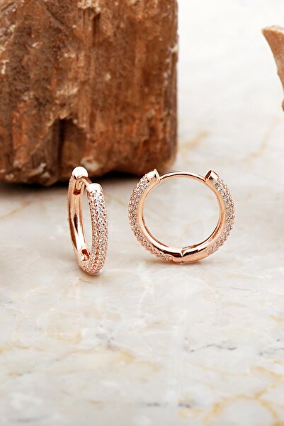 Sümer Telkari 19 Mm Tamtur Taşlı Rose Gümüş Halka Küpe 7015