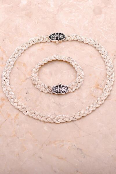 Sümer Telkari Hasır Örgü Telkari Anadolu Motifli Gümüş Set 2721