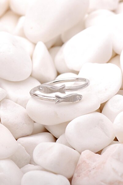 Sümer Telkari Balık Tasarım Rodyumlu Gümüş Yüzük 3511