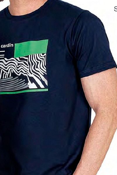 Pierre Cardin 6044 Ανδρικό κοντομάνικο χτενισμένο βαμβακερό σετ πιτζάμα-navy blue