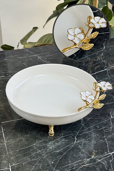 MAY HOME Porcelain Flower Model Serving Bowl - Base Footed