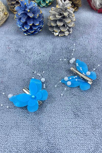 Hobigram Închizătoare Fluture Turcoaz Handmade Organizare Cataramă Fată Accesoriu Păr Cataramă Copii