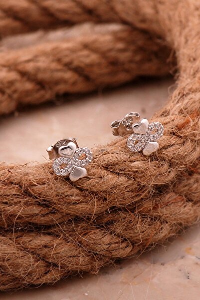 Sümer Telkari Kalp Sonsuzluk Mini Rodyumlu Gümüş Küpe 6825