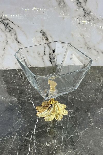 MAY HOME Candy Footed Karen Glass Salad Presentation Bowl & Footed Appetizer Presentation Bowl