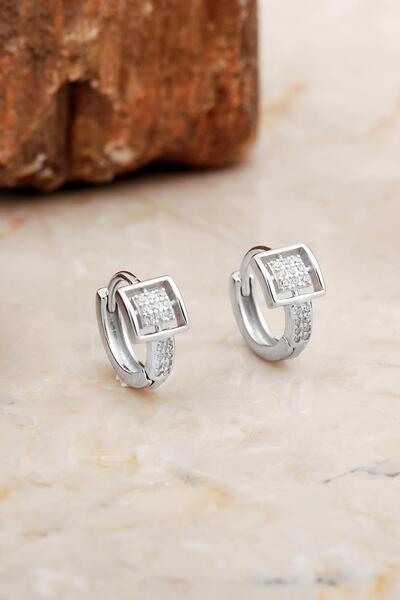 Sümer Telkari 12 M m Rodyumlu Tasarım Gümüş Halka Küpe 6975